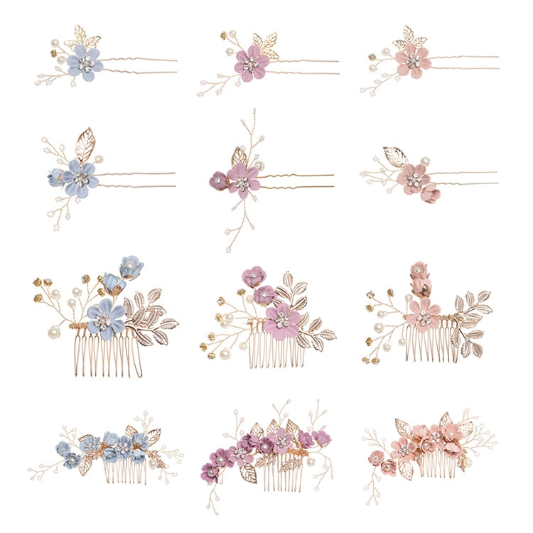 Fashion Flower Hair Combs Headdress Prom Bridal Wedding Hair Accessories Gold Leaves Hair Jewelry Hair Pins