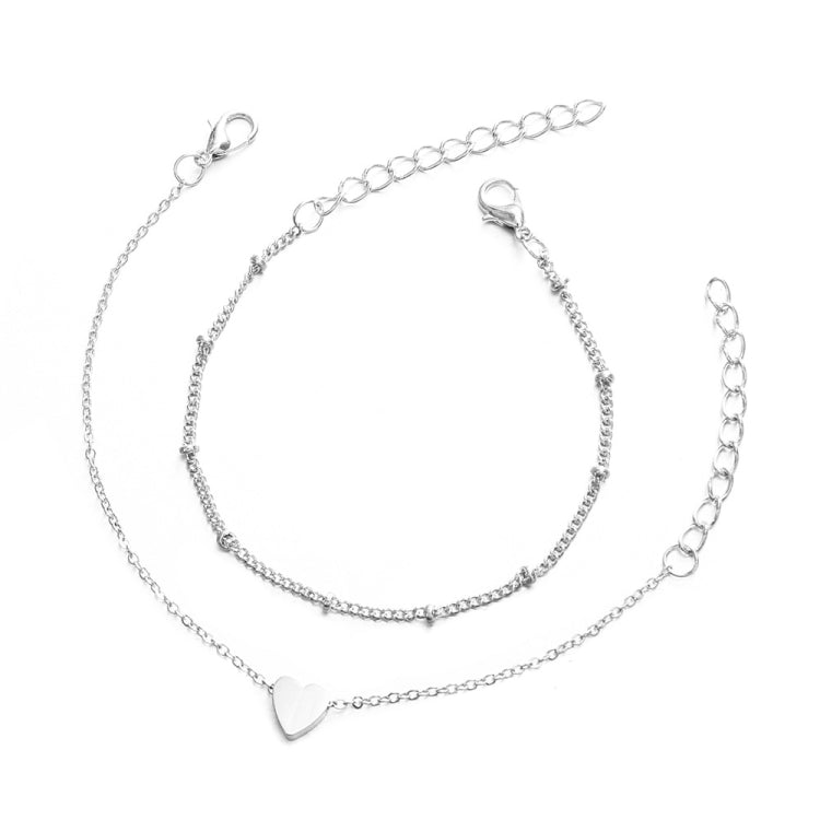 2 Sets Women Minimalist Small Love sharp Link Chain Bracelets