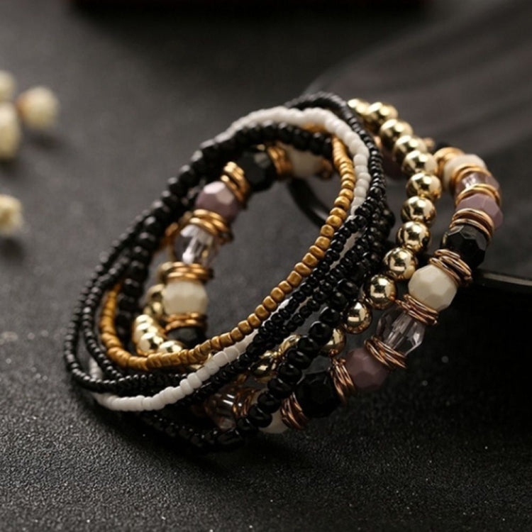 Women Four Seasons Bohemian Multi-layer Beaded Elastic Bracelet