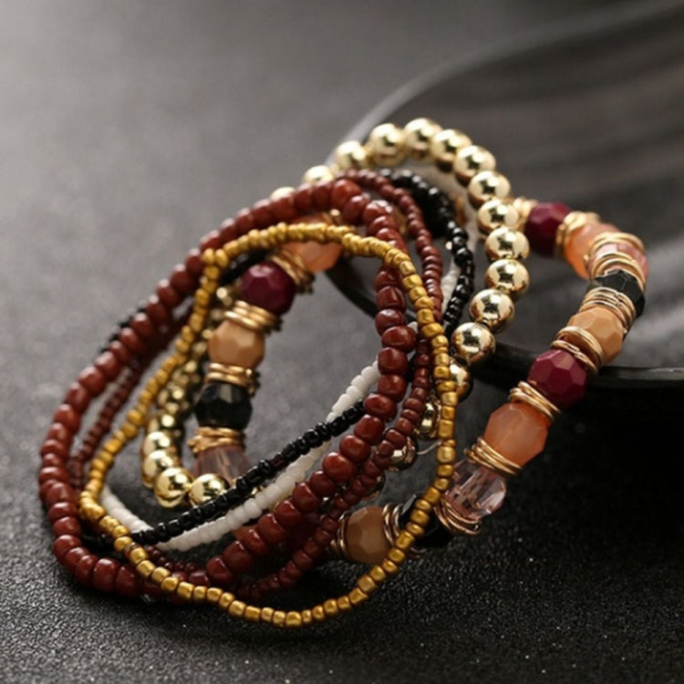 Women Four Seasons Bohemian Multi-layer Beaded Elastic Bracelet