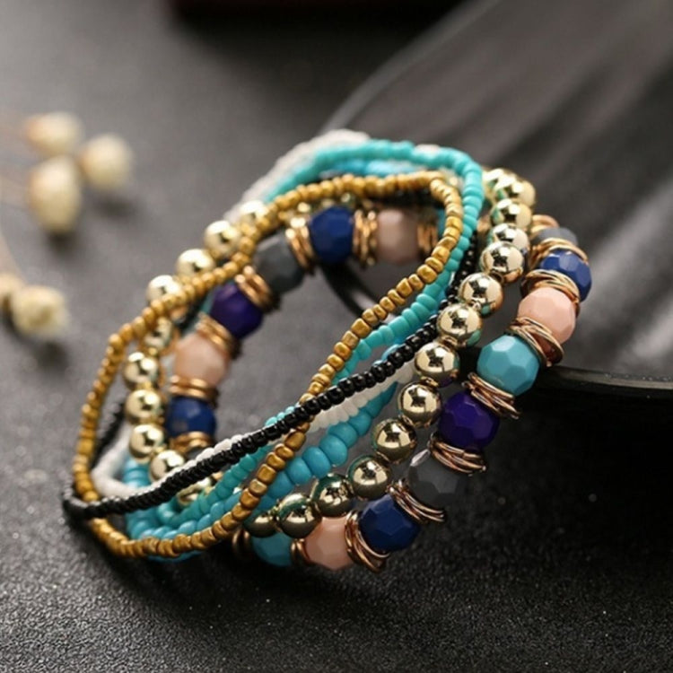 Women Four Seasons Bohemian Multi-layer Beaded Elastic Bracelet
