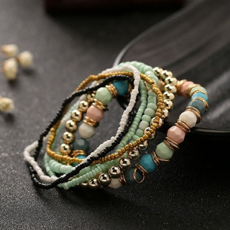 Women Four Seasons Bohemian Multi-layer Beaded Elastic Bracelet