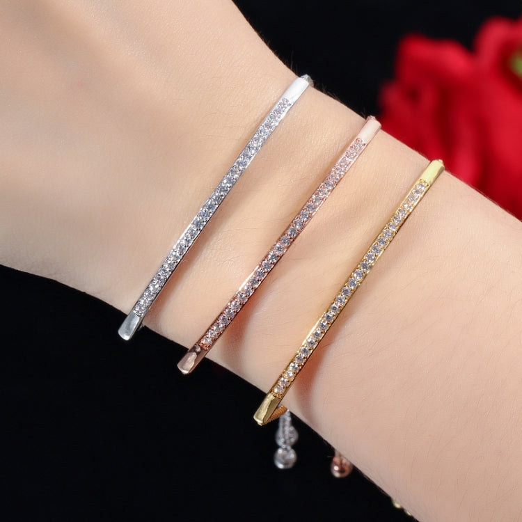 Adjustable Exquisite Hand Jewelry Micro-inlaid Zircon Shiny Single Row Curved Aracelet