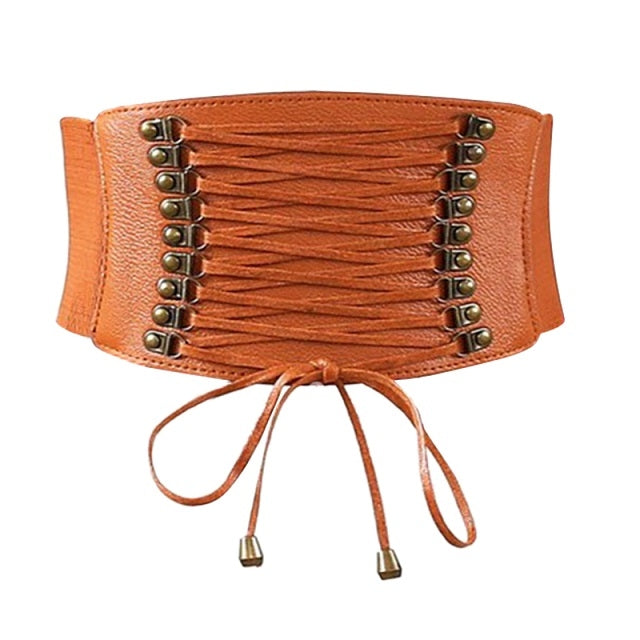 Female Elastic Tassel Wide Belt Decoration Dress Accessories Belt