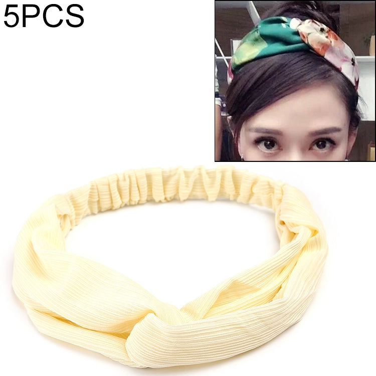 5 PCS Retro Floral Printed Ladies Classic Cross Hair Bands
