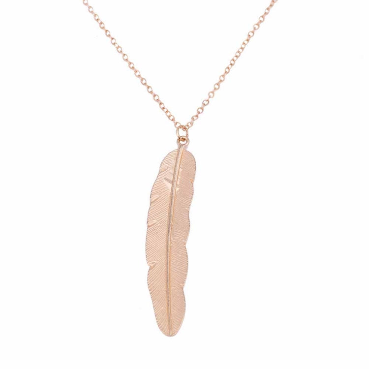 Vintage Long Necklace Jewelry Simple Feather Pendant Necklaces
