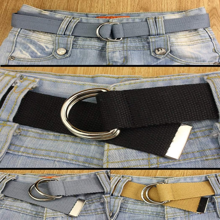 Unisex Canvas Waist Belts Double Rings Buckle Waistband Strap Belts Solid Casual Belt