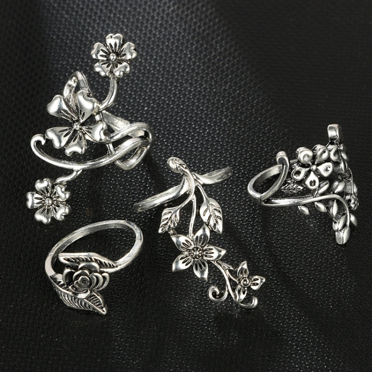 4 PCS/Set Antique Vintage Bohemia Style Rose Flower Rings for Women