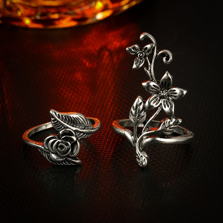 4 PCS/Set Antique Vintage Bohemia Style Rose Flower Rings for Women
