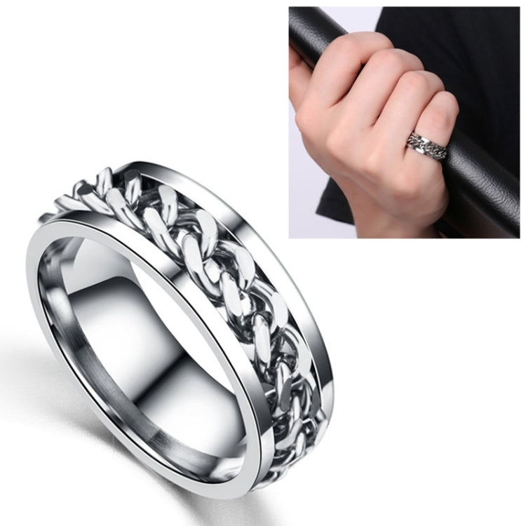 Punk Rock Stainless Steel Rotatable Chain Rings, 6, 7, 9, 10, 11, 8