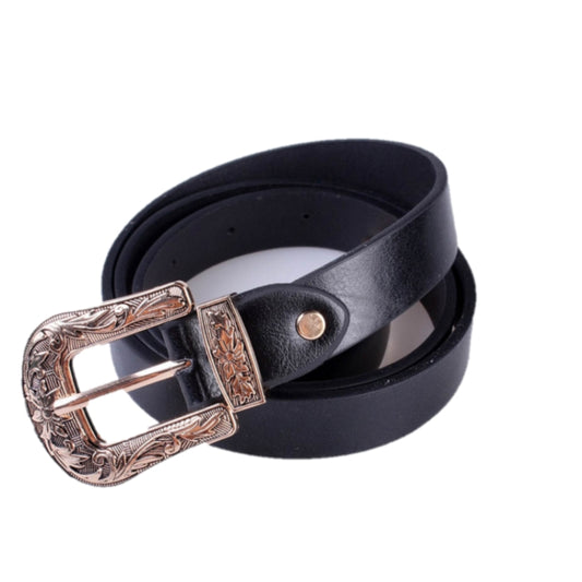 Women Black Leather Western Cowgirl Waist Metal Buckle Waistband New Hot