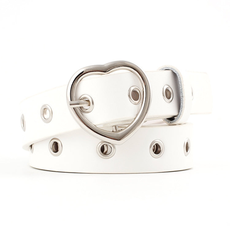 3PCS Narrow Thin Leather Silver Metal Heart Buckle Belts for Women