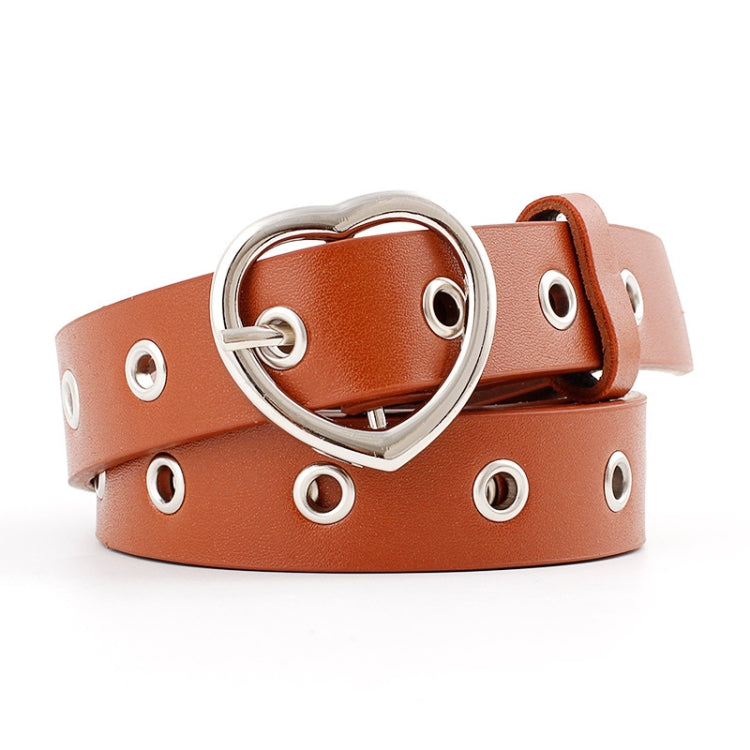 3PCS Narrow Thin Leather Silver Metal Heart Buckle Belts for Women