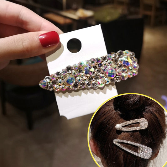 Fashion Flash Luxury Diamond Crystal Pearl Elegant Women Barrettes Hair Accessories