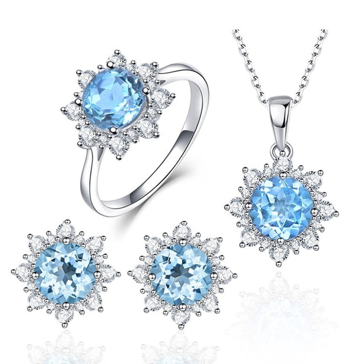 3 PCS/Set Snow Shape Gemstone Jewelry Set For Women, 6, 7, 8, 9, 10