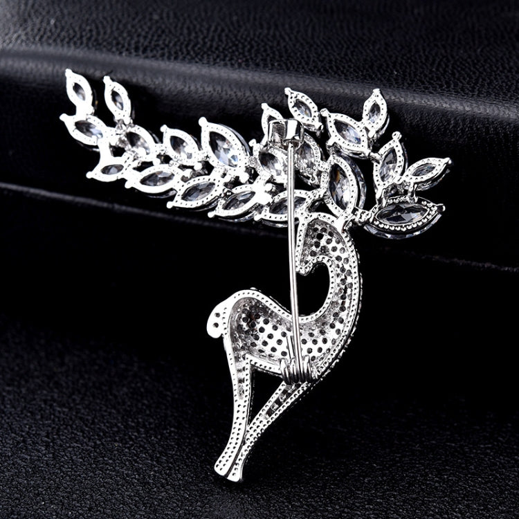 Women Fashion Crystal Zircon Cute Deer Brooch