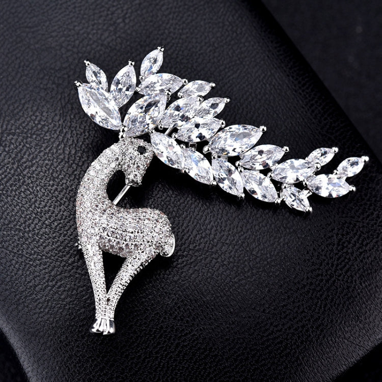 Women Fashion Crystal Zircon Cute Deer Brooch