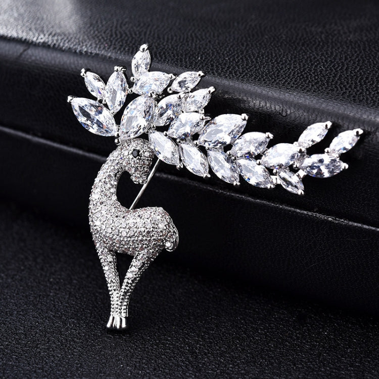 Women Fashion Crystal Zircon Cute Deer Brooch