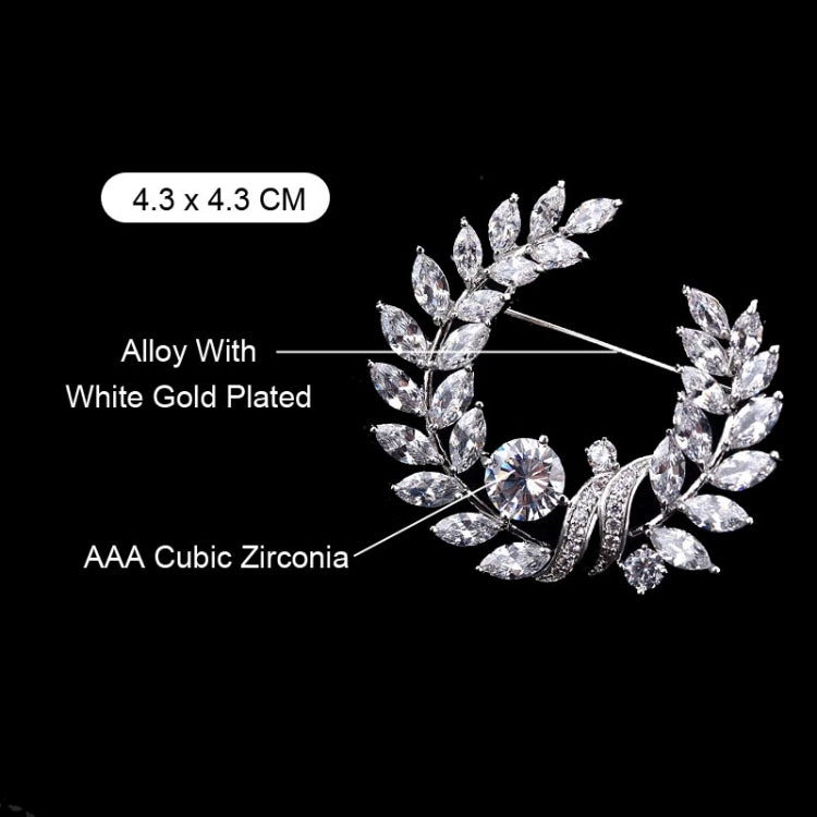 Olive Branch Grass Ring Zircon Brooch Exquisite Accessories Medal Fashion Brooch Coat Sweater Pin