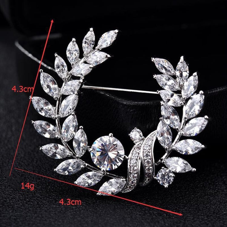 Olive Branch Grass Ring Zircon Brooch Exquisite Accessories Medal Fashion Brooch Coat Sweater Pin