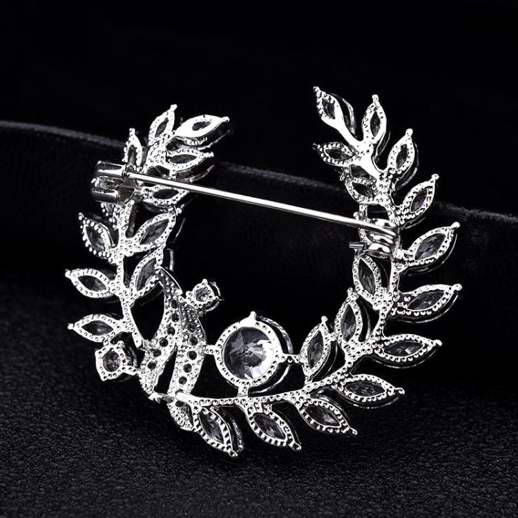 Olive Branch Grass Ring Zircon Brooch Exquisite Accessories Medal Fashion Brooch Coat Sweater Pin
