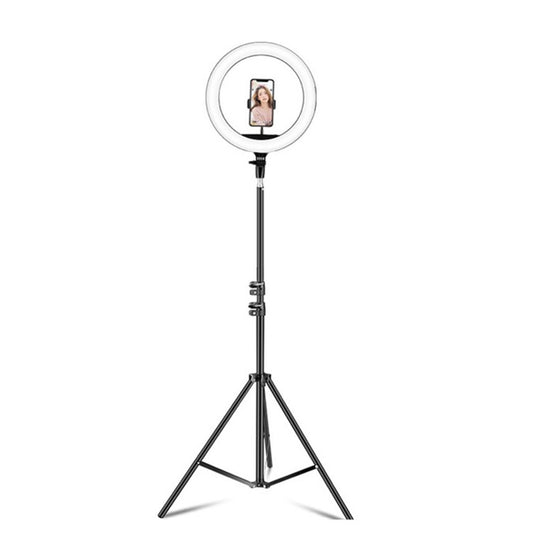 Dimmable Color Temperature LED Ring Fill Light Live Broadcast Set, 14 inch+Phone Clip With 2.1m Tripod Mount, CN Plug, 18 inch+ Phone Clip With 2.1m Tripod Mount, CN Plug, 18 inch+6 Phone Clips+Microphone Pole With 2.1m Tripod Mount, CN Plug