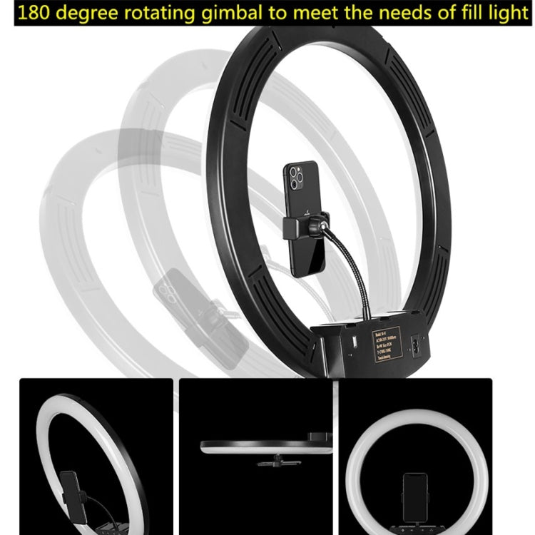 Dimmable Color Temperature LED Ring Fill Light Live Broadcast Set, 14 inch+Phone Clip With 2.1m Tripod Mount, CN Plug, 18 inch+ Phone Clip With 2.1m Tripod Mount, CN Plug, 18 inch+6 Phone Clips+Microphone Pole With 2.1m Tripod Mount, CN Plug