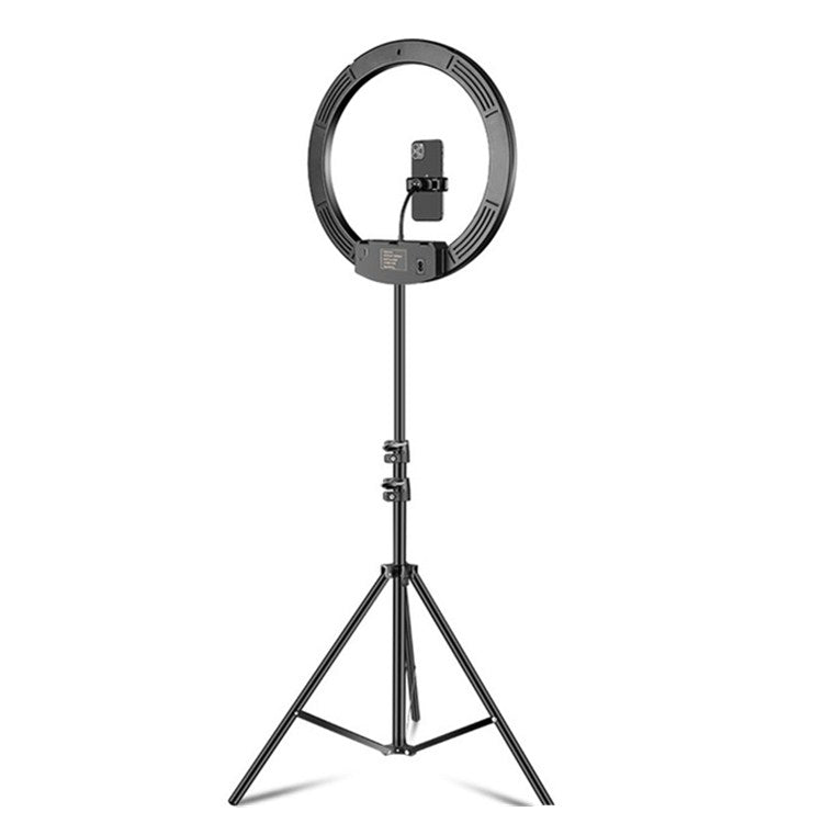 Dimmable Color Temperature LED Ring Fill Light Live Broadcast Set, 14 inch+Phone Clip With 2.1m Tripod Mount, CN Plug, 18 inch+ Phone Clip With 2.1m Tripod Mount, CN Plug, 18 inch+6 Phone Clips+Microphone Pole With 2.1m Tripod Mount, CN Plug