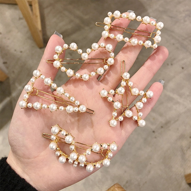 Geometric Irregular Pearl Hairpins Girls Delicate Hair Grip