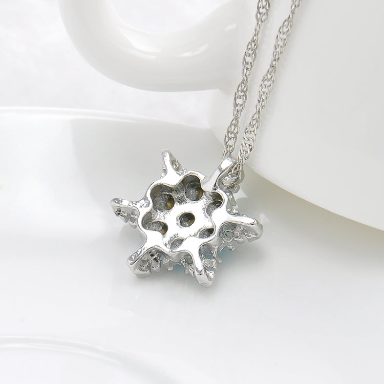 Charm Vintage Crystal Snowflake Zircon Flower Silver Necklaces Pendants Jewelry Gift for Women