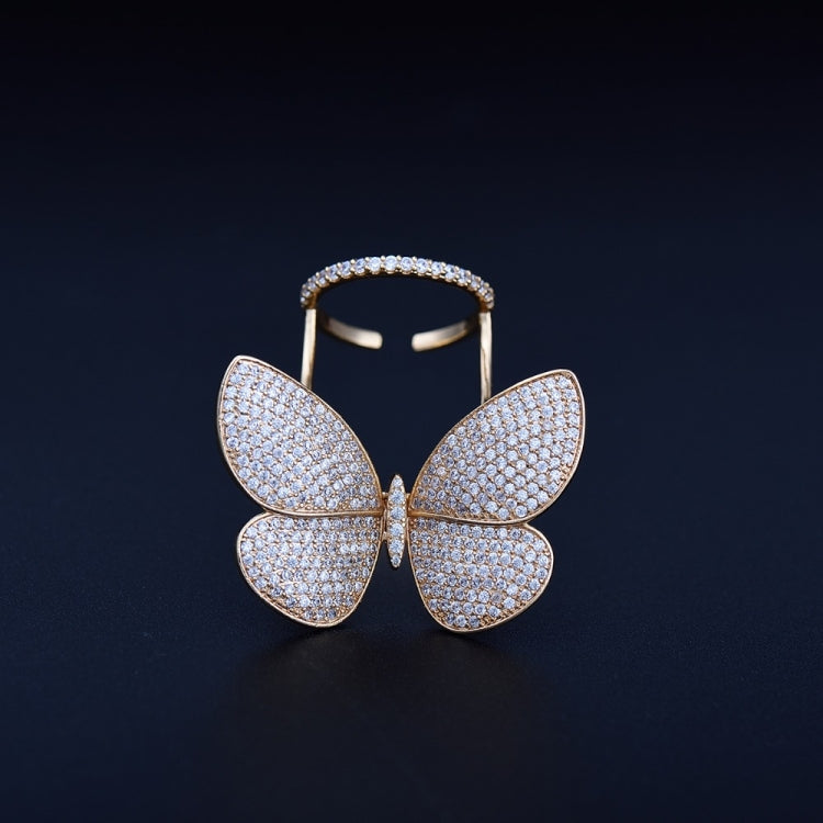 Fashion Adjustable Butterfly Shape Ring with Diamond Women Jewelry