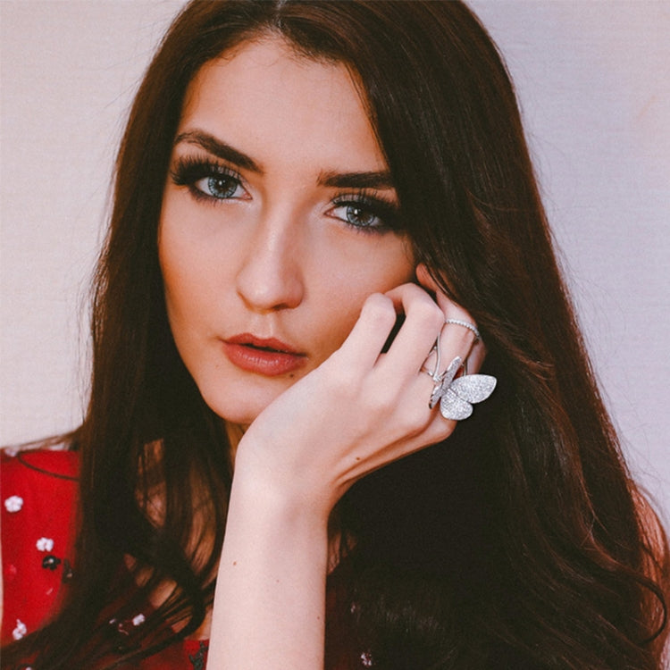 Fashion Adjustable Butterfly Shape Ring with Diamond Women Jewelry