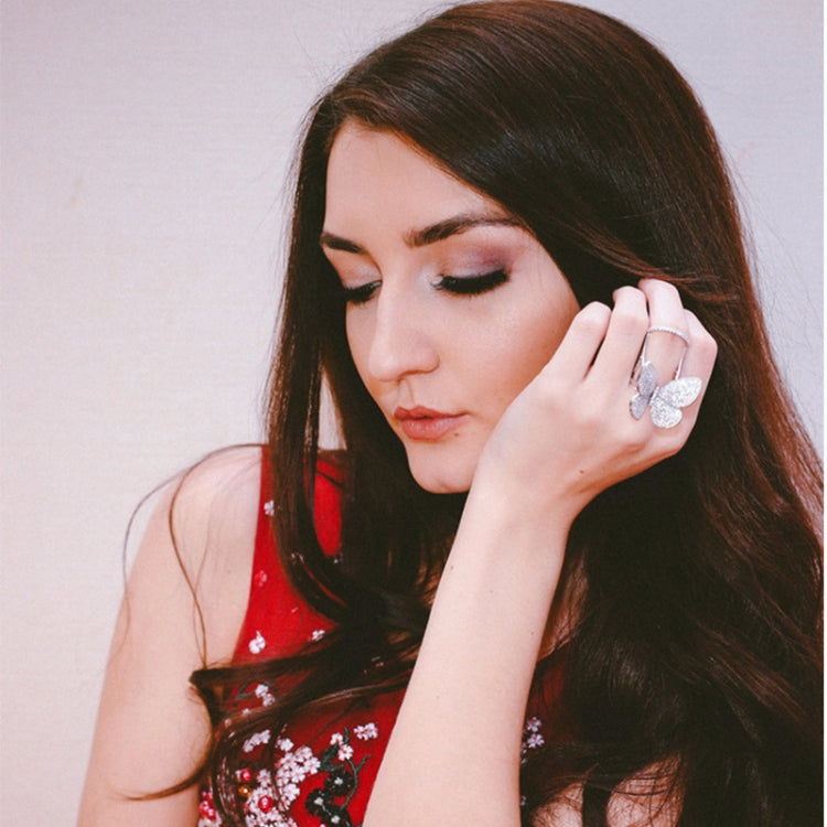 Fashion Adjustable Butterfly Shape Ring with Diamond Women Jewelry