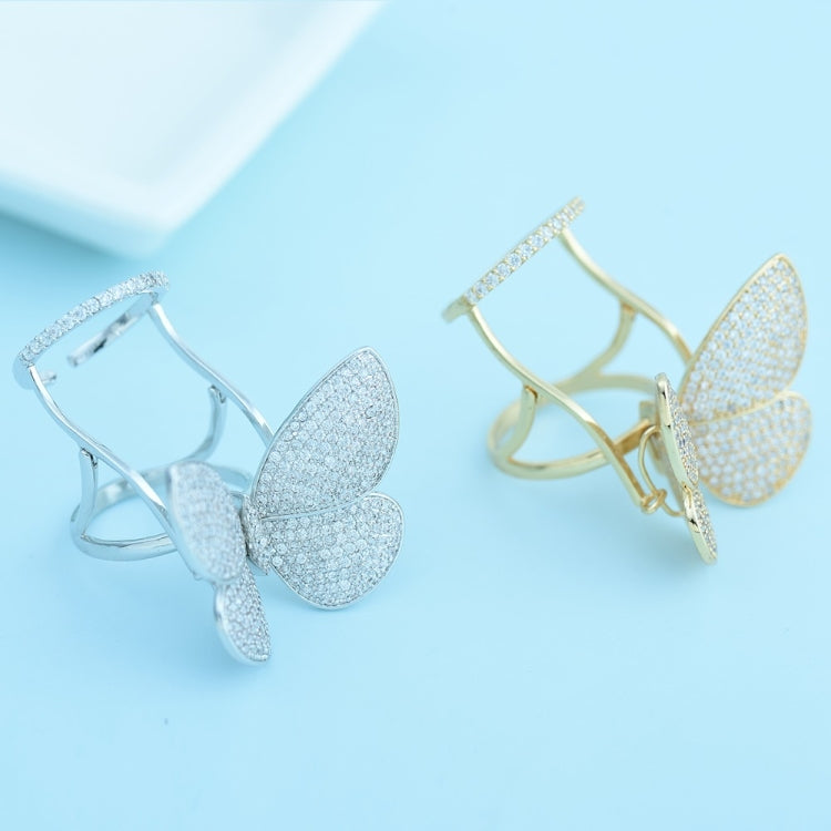 Fashion Adjustable Butterfly Shape Ring with Diamond Women Jewelry