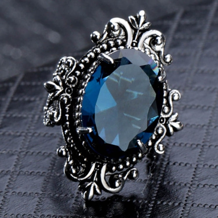 Vintage Goose Egg-shaped Sea Blue Topaz Ring