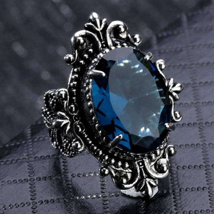 Vintage Goose Egg-shaped Sea Blue Topaz Ring