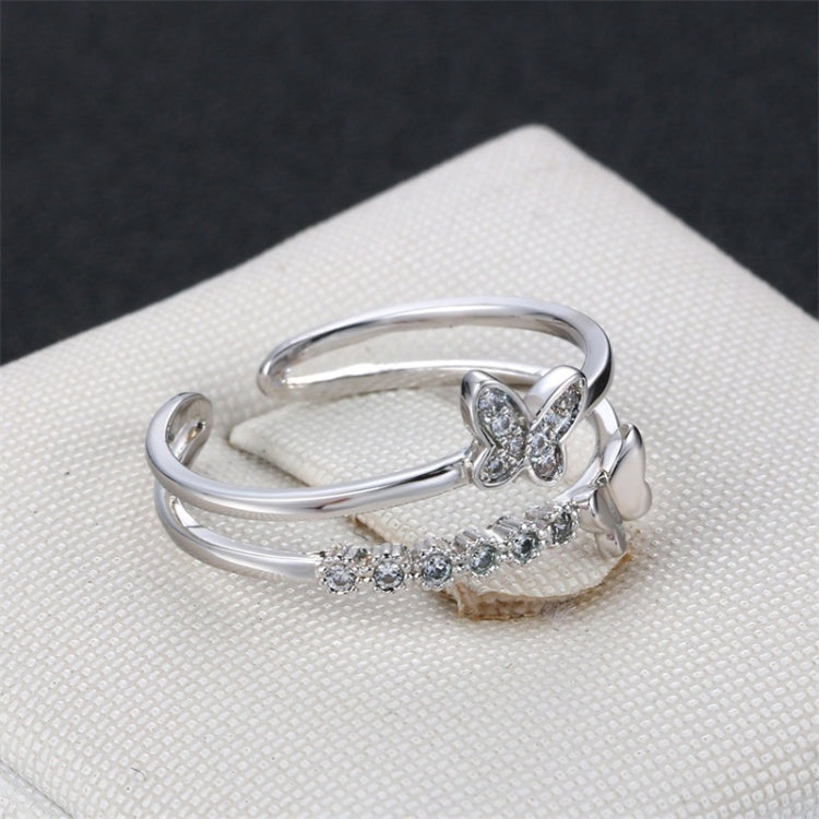 Women Fashion Cute Butterfly Shape Diamond Opening Ring