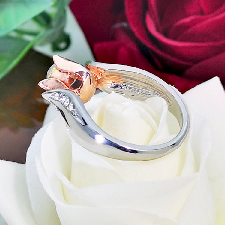 Rose Flower with Diamond Wedding Ring for Women