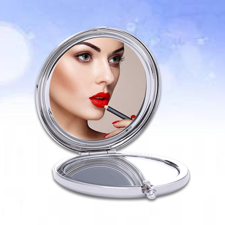 Diamond-encrusted Metal Double Side Folding Mini Portable Round Small Makeup Mirror
