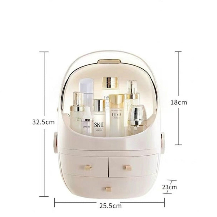Portable Dust-proof Transparent Round Cosmetic Drawer Type Storage Box