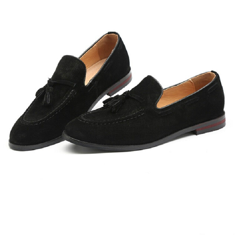 Men Leather Shoes Suede Tassels Slip-on Peas Shoes