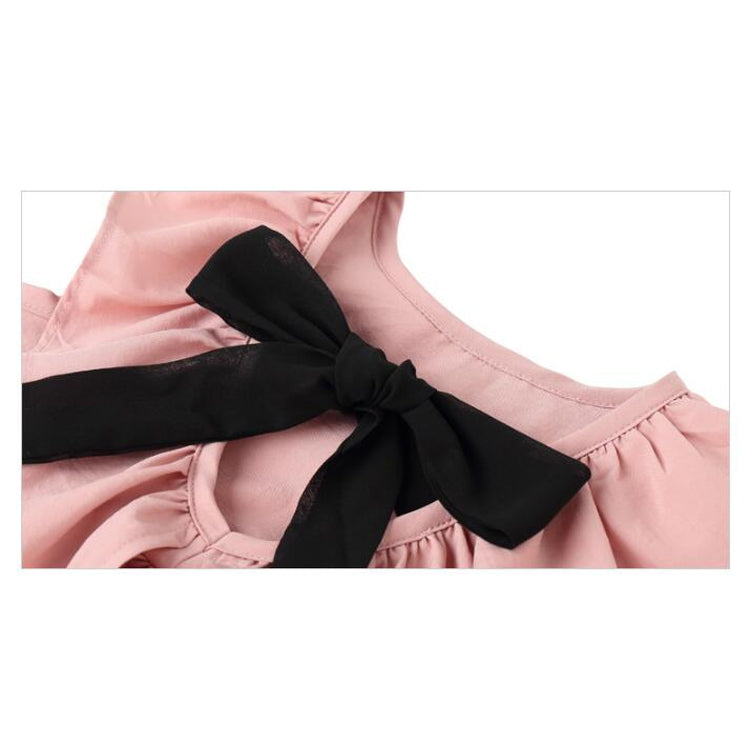 Summer Girls Cotton Sleeveless Backless Bow-knot Pleated Dress