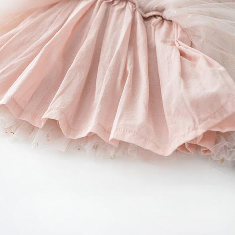 Winter Girls Patchwork Five-pointed Star Mesh Long-sleeved Dress