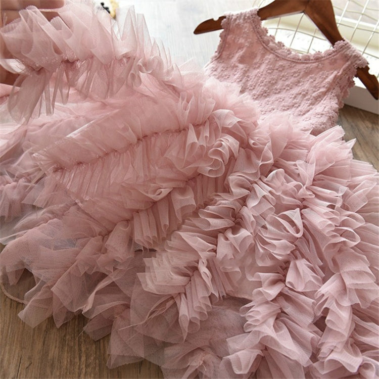 Summer Girls Sleeveless Tutu Lace Dress