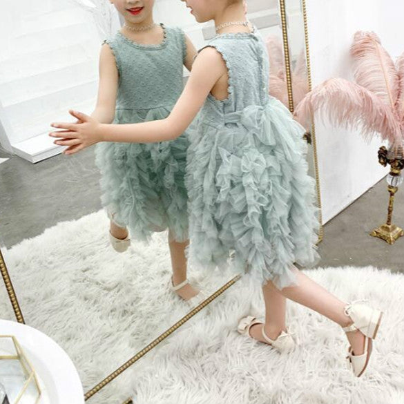 Summer Girls Sleeveless Tutu Lace Dress