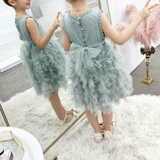 Summer Girls Sleeveless Tutu Lace Dress