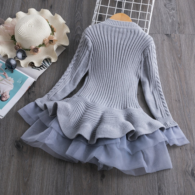 Winter Girls Knit Long Sleeve Sweater Organza Dress Evening Dress