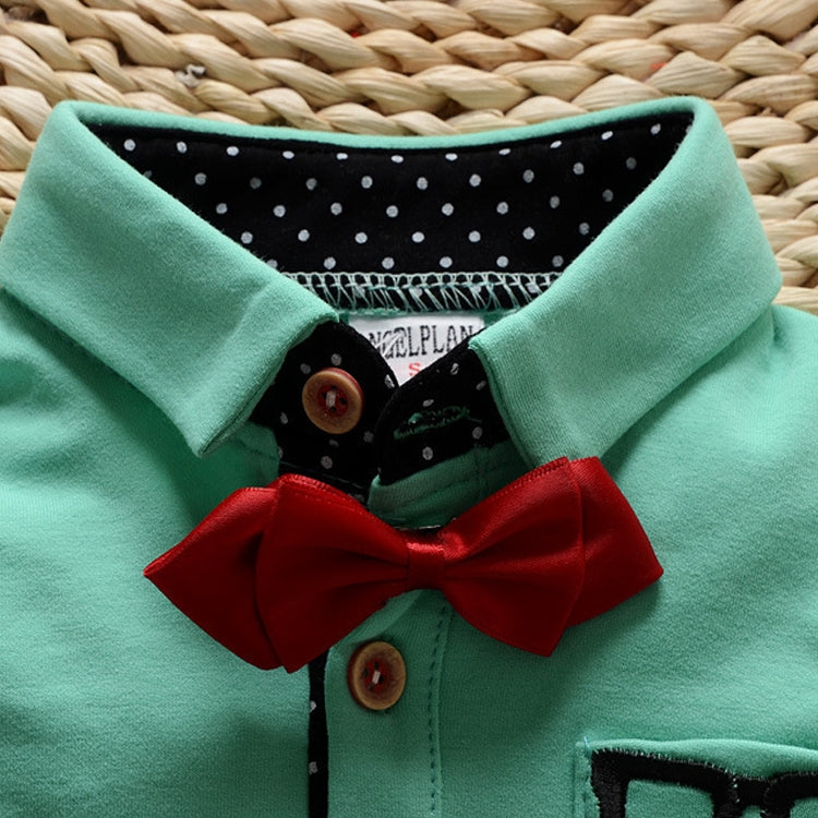 Boys Bow Tie Long Sleeve Top + Letter Print Pattern Pants Set