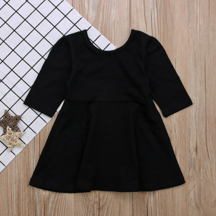 Spring Autumn Girls Solid Color Cotton Three-quarter Sleeve Dress