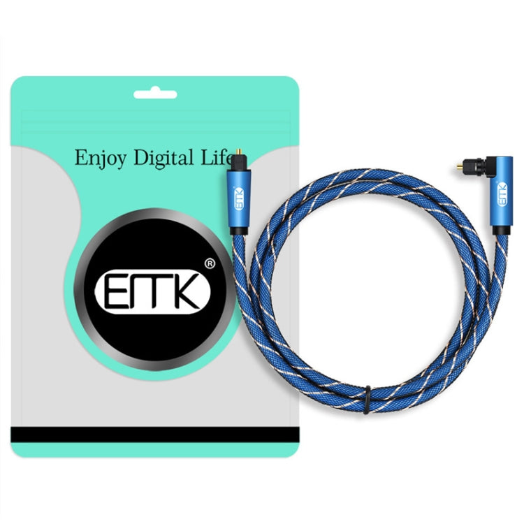 EMK 90 Degree Swivel Adjustable Right Angled 360 Degrees Rotatable Plug Nylon Woven Mesh Optical Audio Cable, 1m(Blue), 1.5m(Blue), 2m(Blue), 3m(Blue), 5m(Blue), 8m(Blue), 10m(Blue), 15m(Blue)